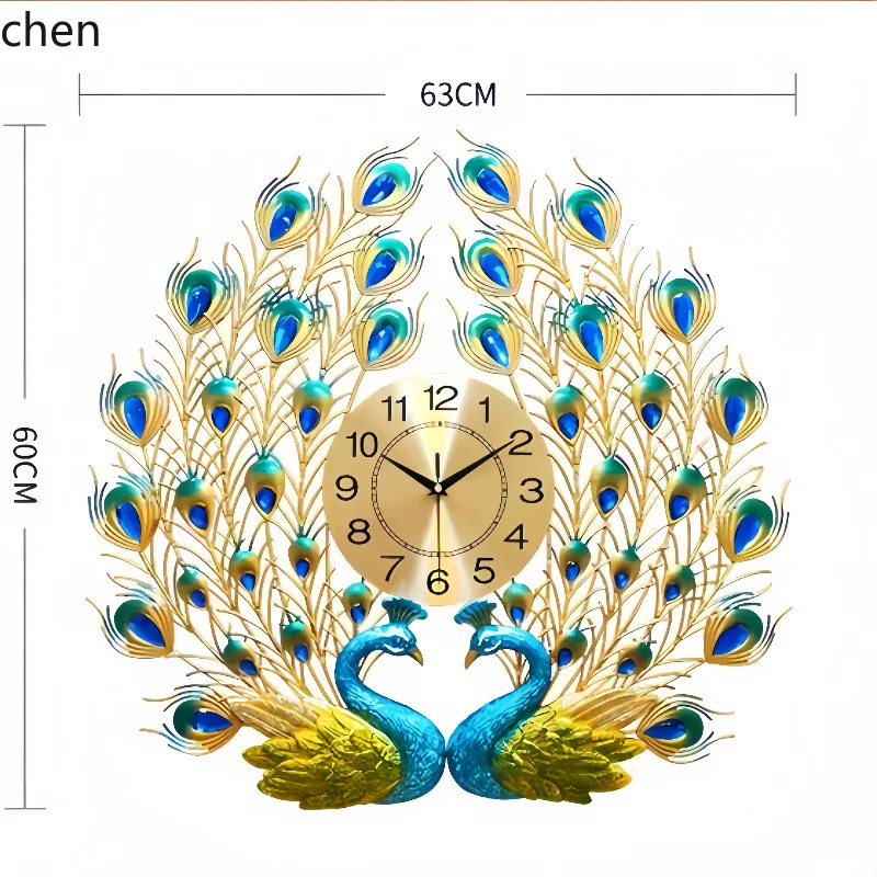 Zml clock peacock wall clock living room home fashion minimalist art silent quartz creative electronic clock