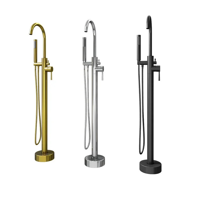 All-copper floor-to-ceiling hot and cold faucet set free-standing bathtub special matching QT-51011