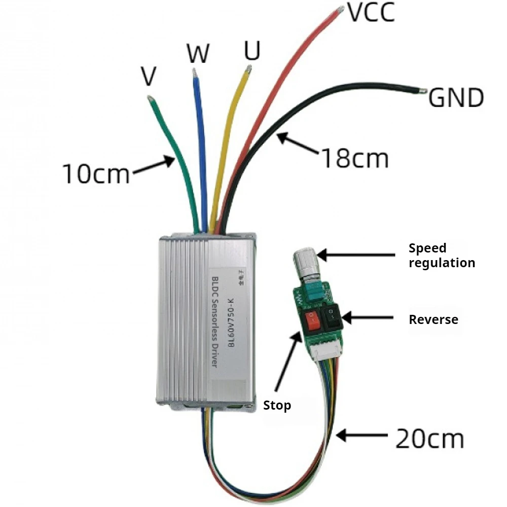 

DC Motor Controller, Motor Driver Controls Module DC6-60V 750W BLDC Brushless Motor No Hall Stop/Reverse Speed Regulator
