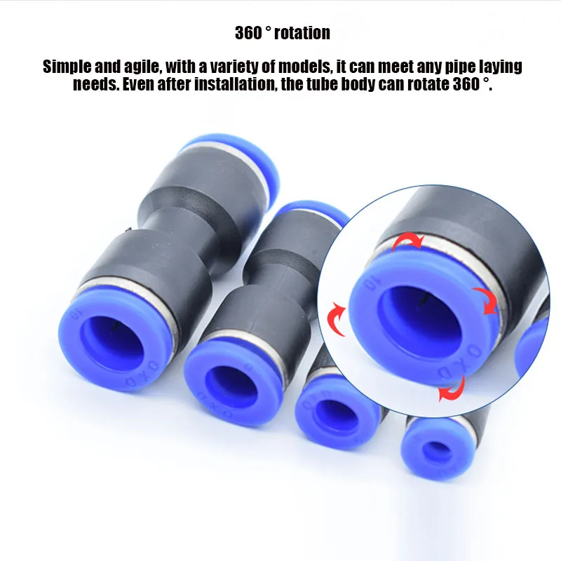 5 Pcs Pneumatic Fittings PU 4-16mm Straight Through Equal Diameter Pneumatic Plastic Joint Quick Insert Air Fitting Plumbing