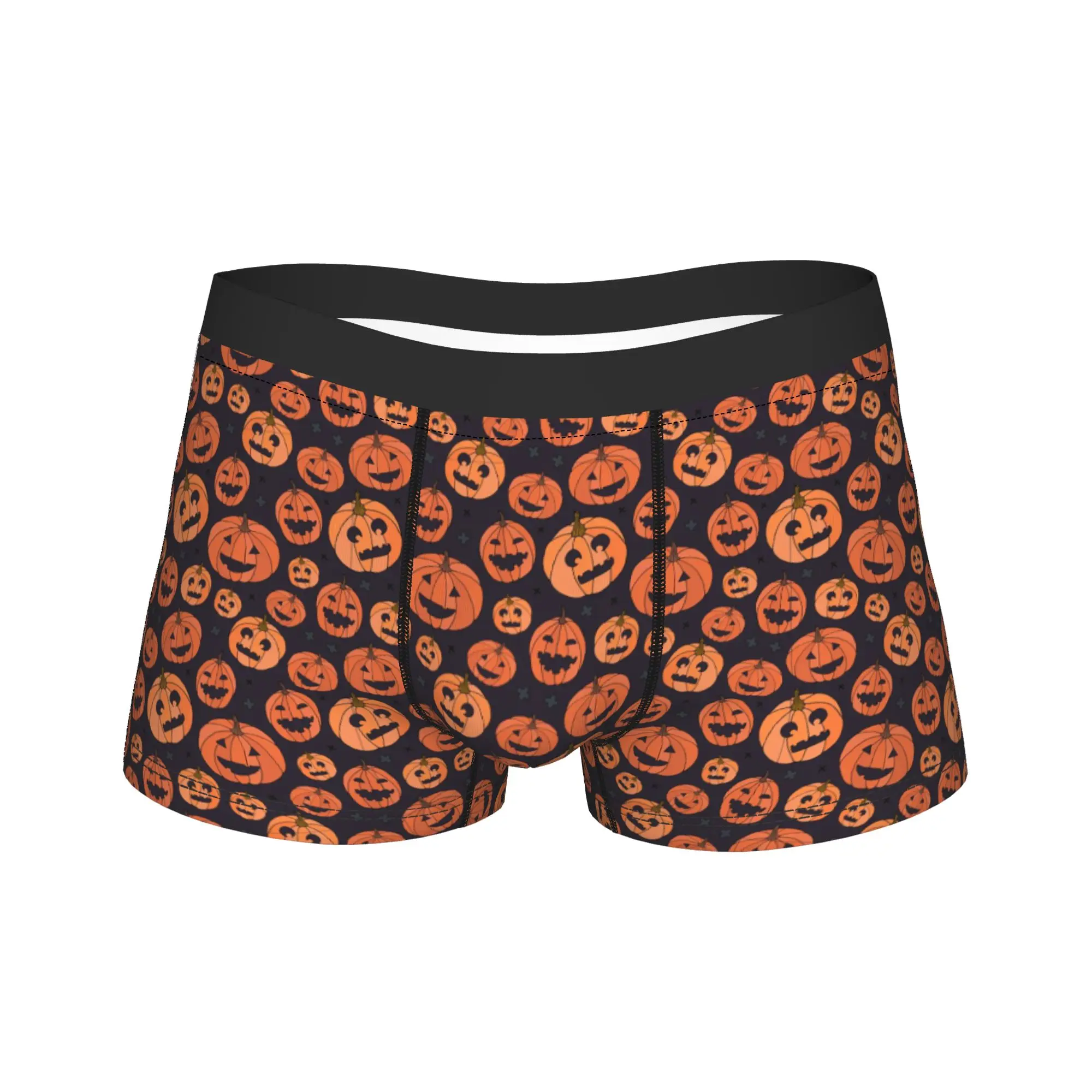 Happy Halloween Men Underwear Pumpkin Cartoon Boxer Briefs Shorts Panties Funny Breathable Underpants for Male Plus Size