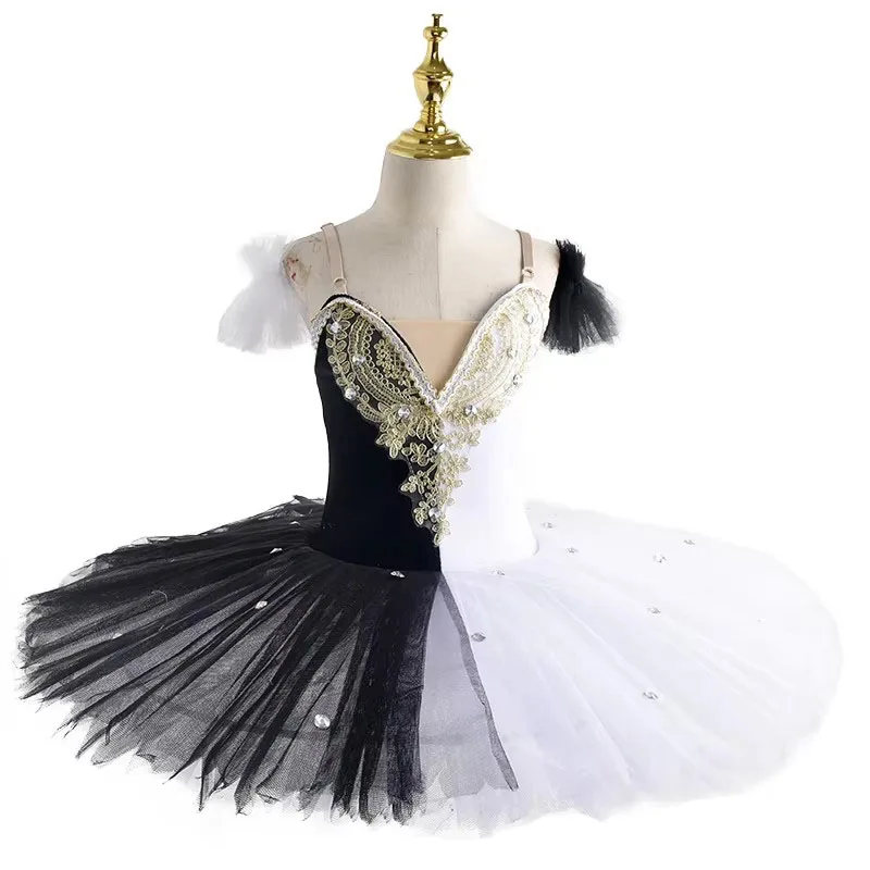 

Новые профессиональные балетные пачки «Лебединое озеро» для взрослых, черно-белая балетная одежда, юбка-пачка для женщин, платье танцовщицы, праздничный танцевальный костюм