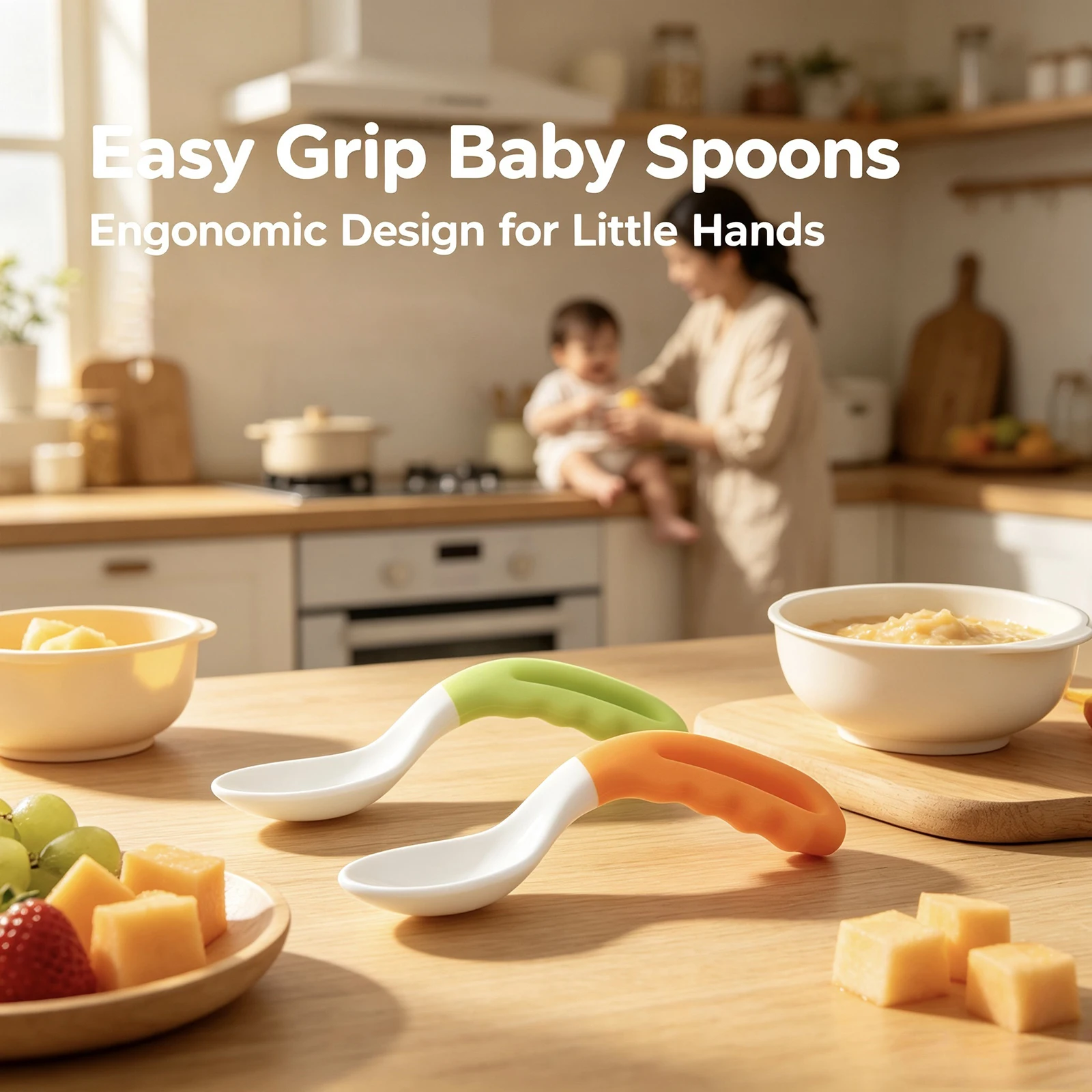 Baby Food Lunch - 2/4 cuillères, cuillères d'apprentissage pour l'alimentation,