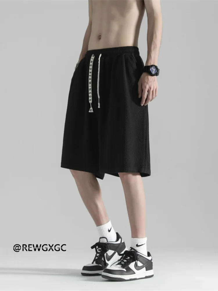 

American Sle High Elastic Oversize Cool Breathable Sports orts Men's Casual Summer Thin Riding Pants Trendy Brand 5...