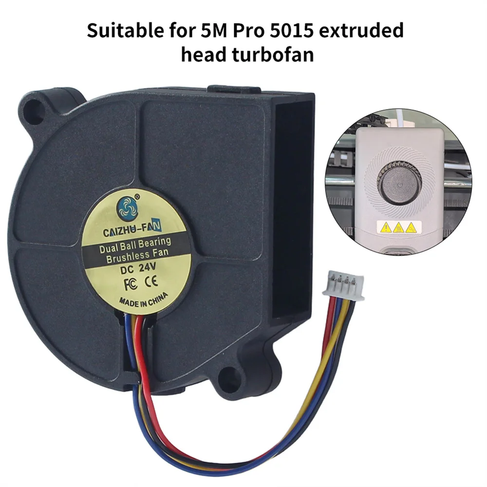 

Cooling Fan for Flashforge Adventurer 5M Pro 5015 Fan 24V Extrusion Head Turbo Dual Ball Fan for 5M Pro 3D Printer Accessories