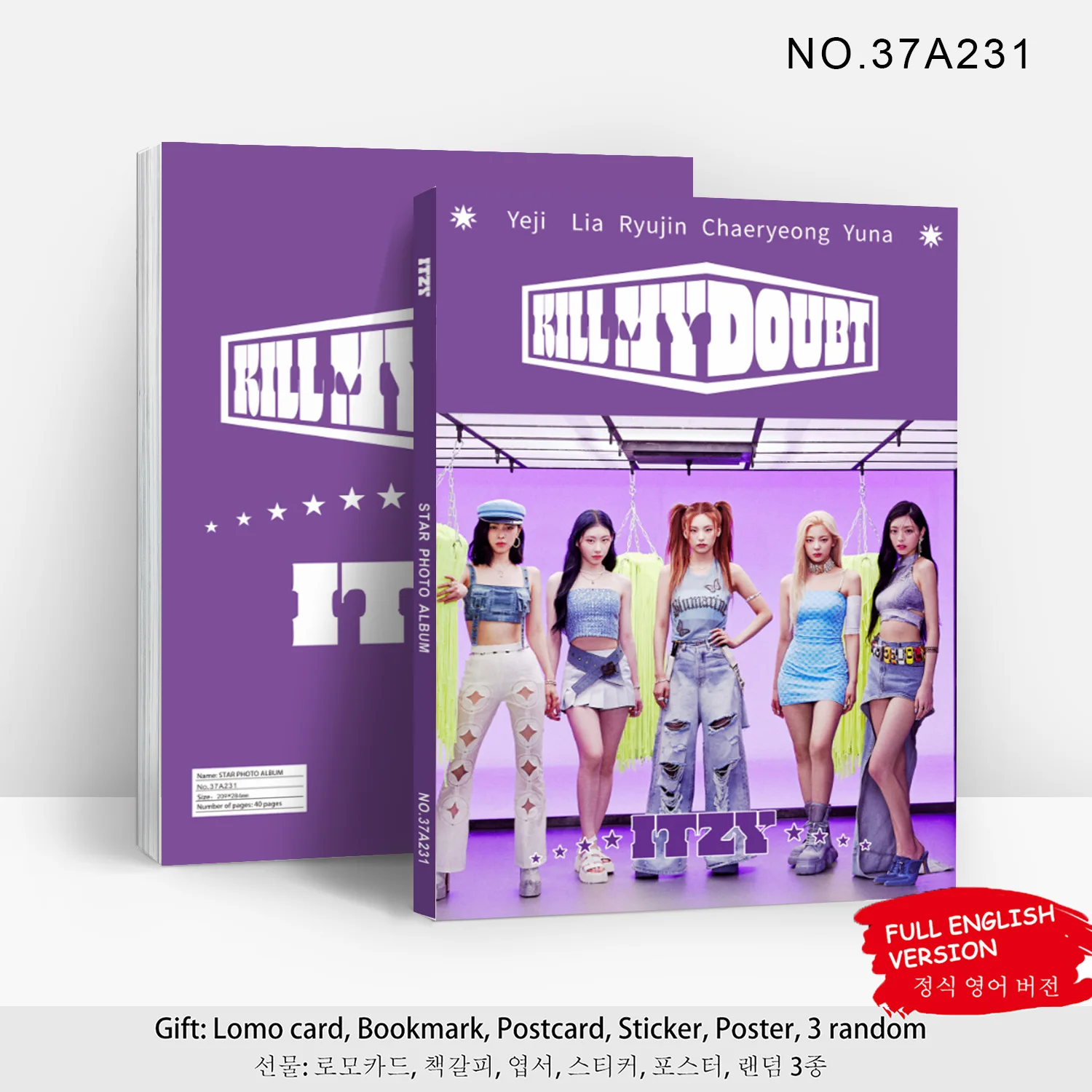 ITZY Photo Album KILL MY DOUBT Photo Collection Stickers Yeji Lia Ryujin Chaeryeong Yuna Girl Group Fans Collection Gifts