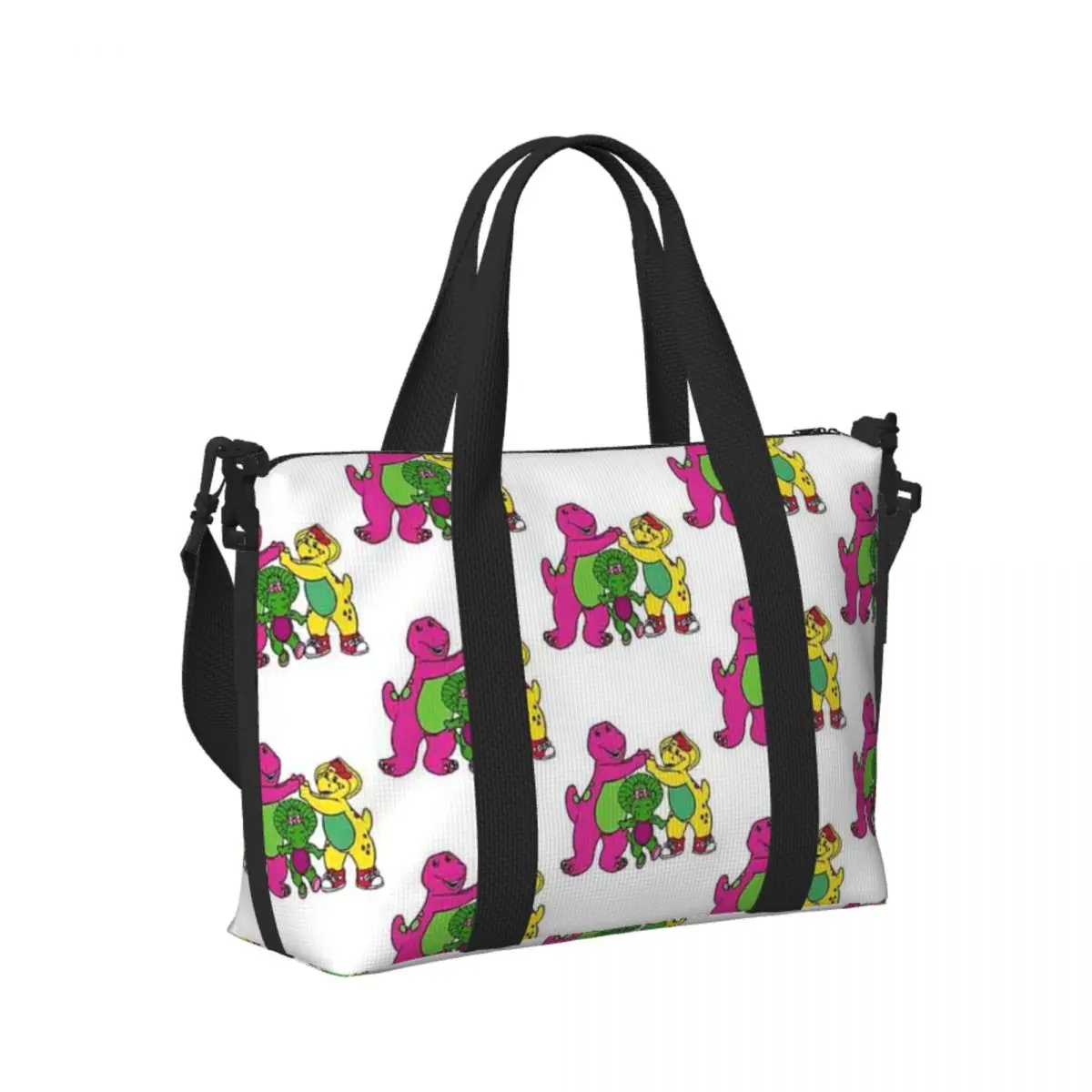 

Barney And Friends Beach Travel Bag Large Capacity Tote Bags for Gym Sport Women Shopping Duffle Shoulder Bag