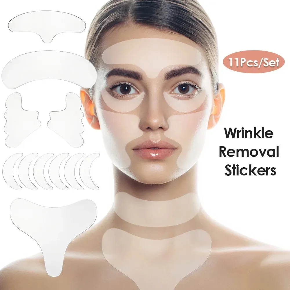 16pcs Reusable Silicone Patches Anti Rimpel Pads Silicone Wrinkle Removal Sticker Face Forehead Neck Eye Sticker Skin Care Patch