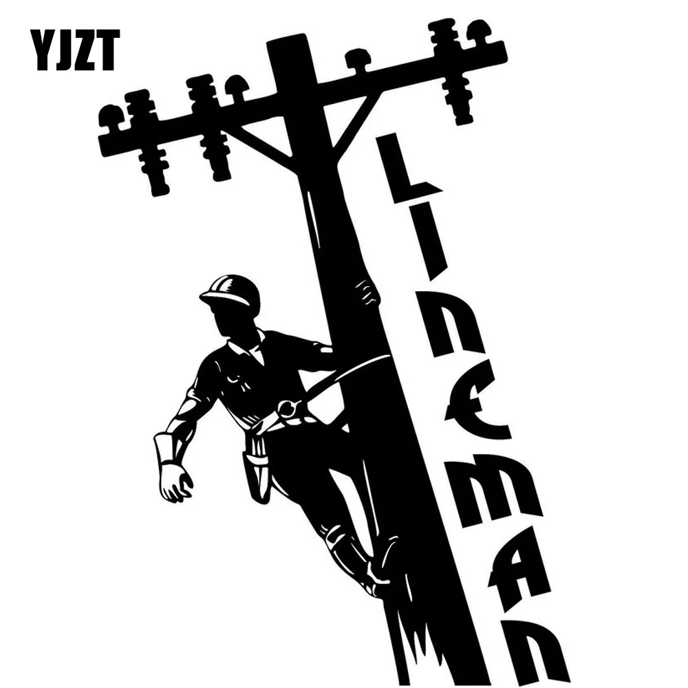 YJZT 11.1cm*15.8cm LINEMAN Electrician Wireman Journeyman Interesting Vinyl Decals Car Stickers Black/Silver S6-3889