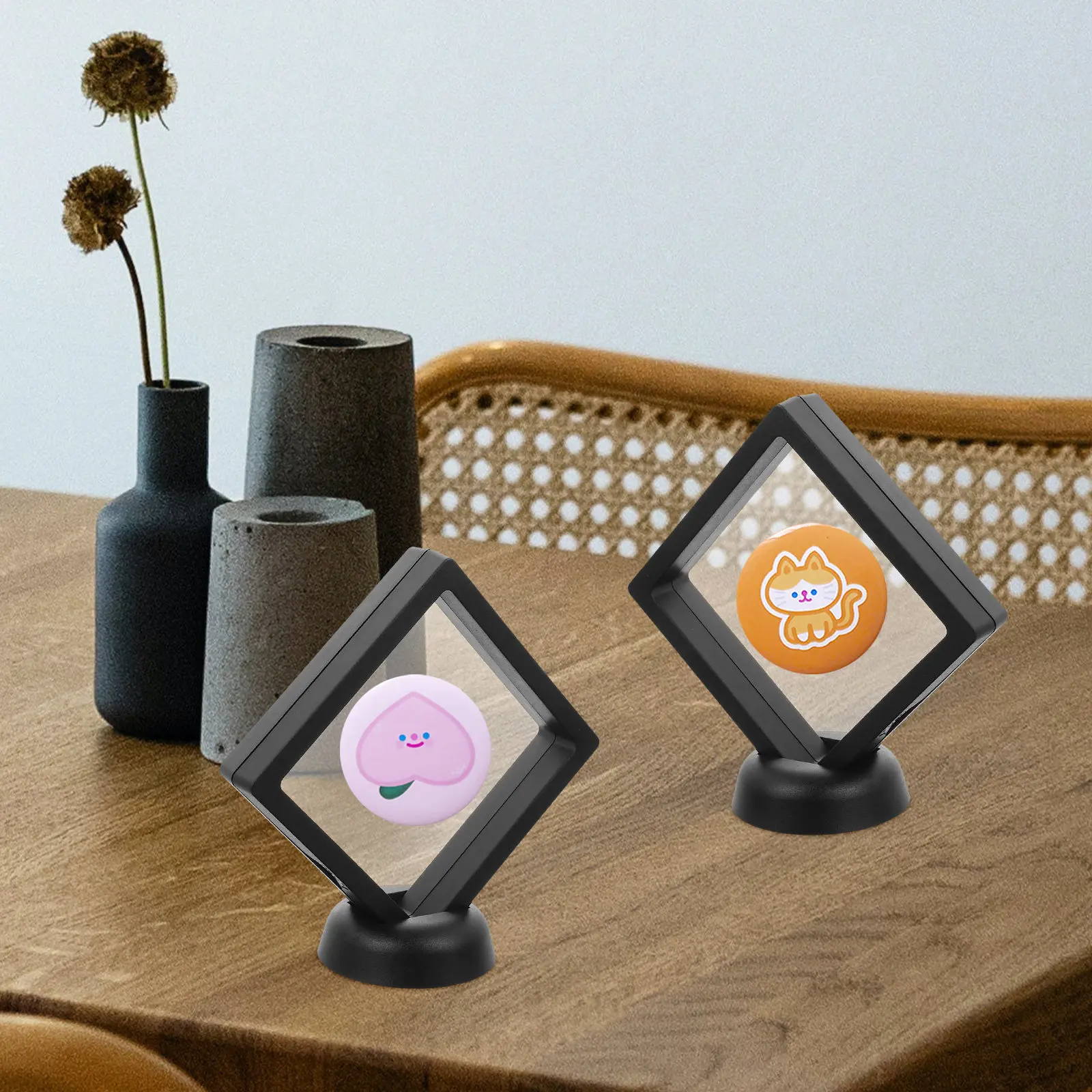 

5Pcs Jewelry Display Boxes Clear Suspension Frames Holders for Challenge Coins Small Crafts Pin Cases