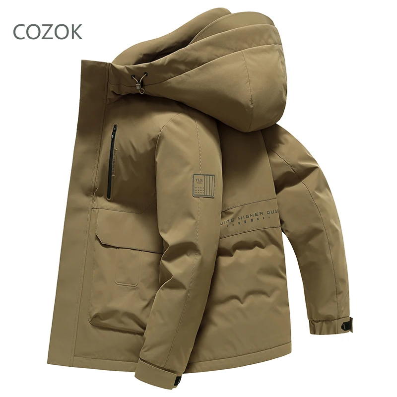 Cozok Heren Donsjack Eendendendons Vulling Capuchon Designer Kleding Heren Gewatteerd Jack Warm Man Winterjas Heren Kleding