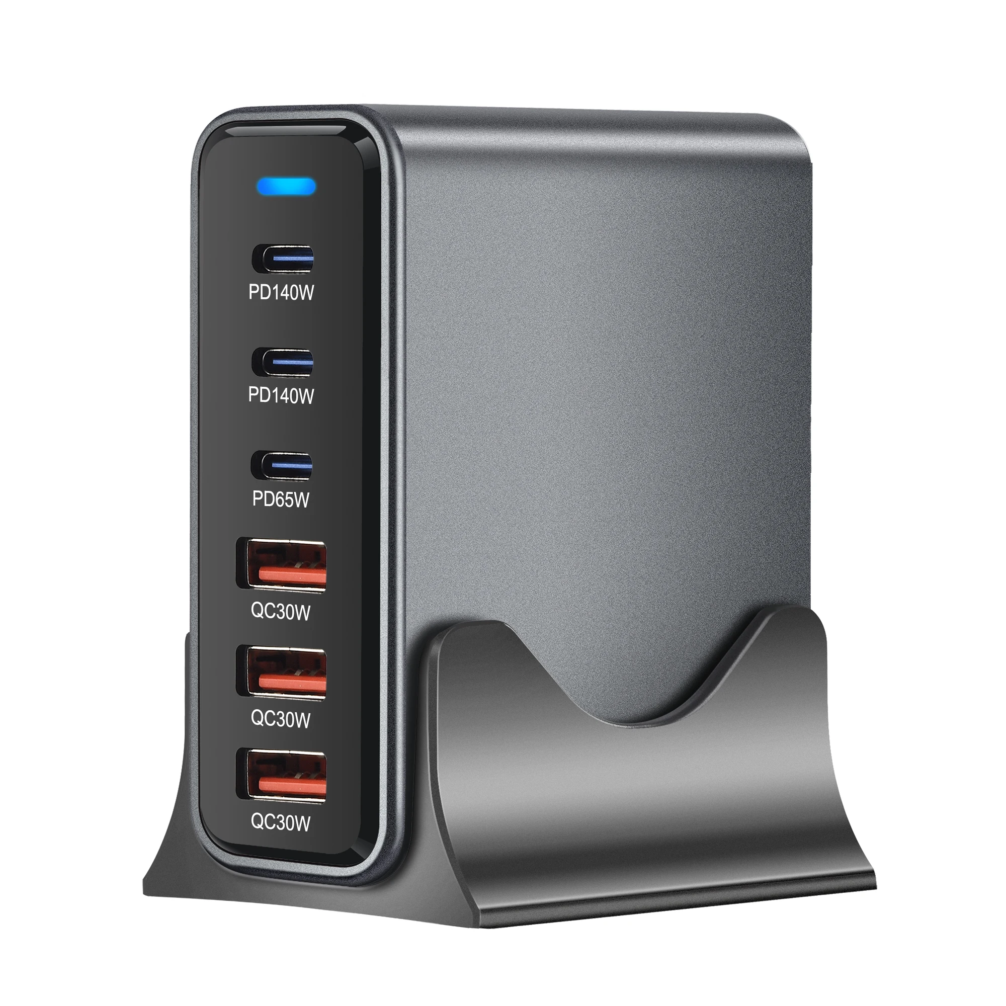435W 6-Port Desktop GaN Ladegerät-3C3A USB-C PD Schnellladestation mit Multi-Geräte-Kompatibilität für Handys, Tablets & Laptops – Detail 3