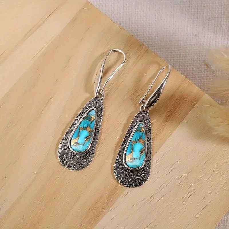 2PCS Retro Bohemian Earrings Imitation Turquoise Vintage Jewelry Birthday Party Aesthetic Accessories For designer earrings