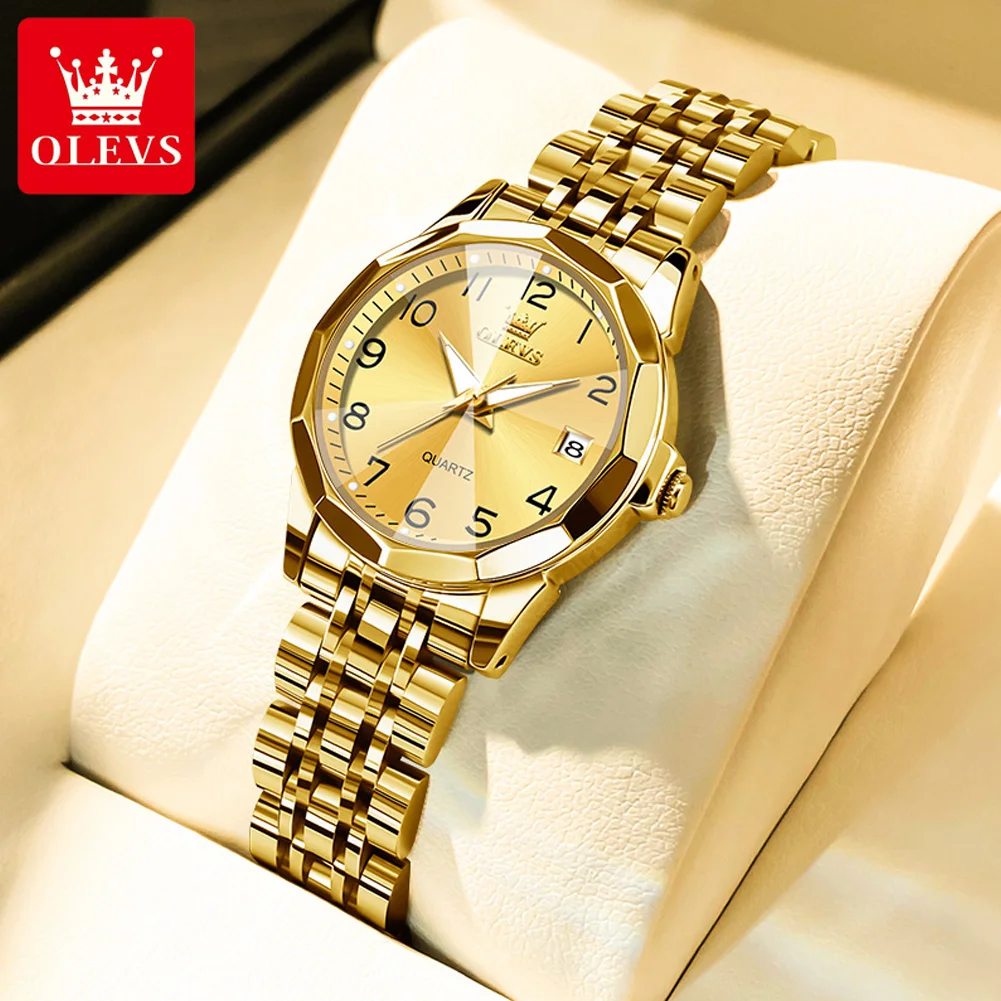OELVS Women's Watches Luxury Roman Numerals Dial Watch for Women Rhombus Mirror Waterproof Luminous Wristwatch Date Ladies Dress