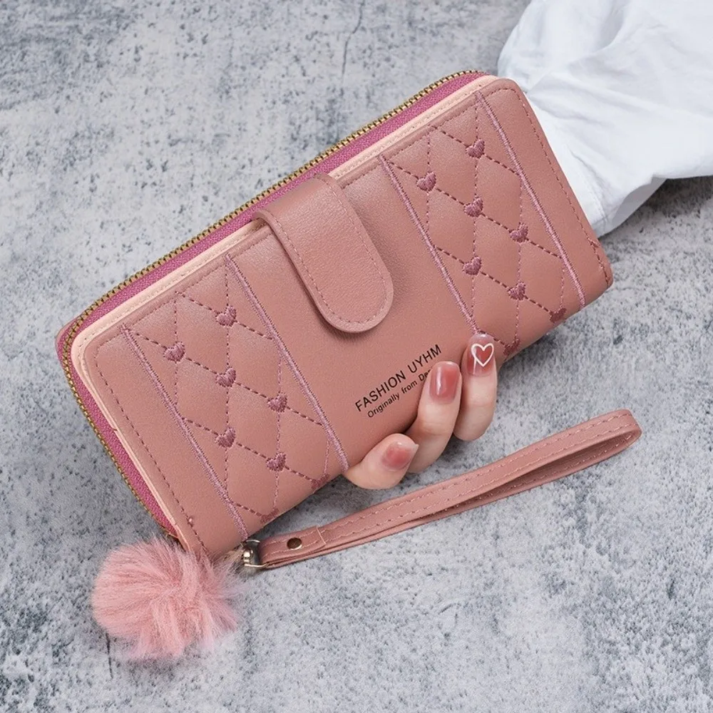 

Fashion PU Leather Long Wallet Multi-functional Large Capacity Zipper Coin Purse Portable Wristlet Handbag Women