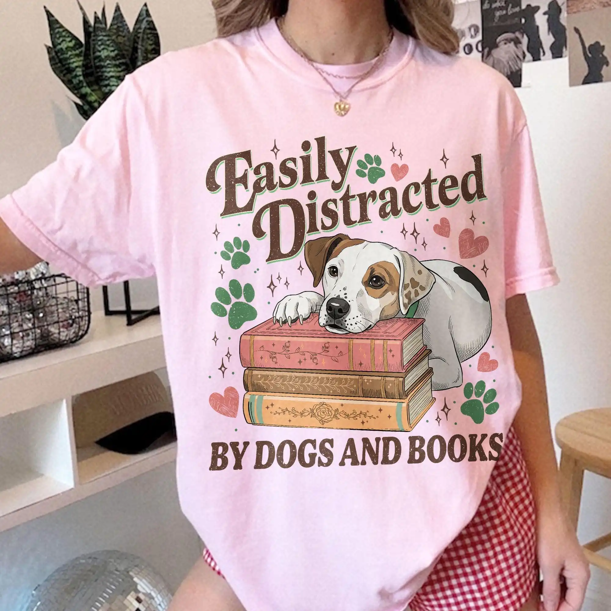 Easily Distracted By Dogs and Books T-shirt, Wishbone Dog Classic Literature TShirt, Funny Dog Lover Tee, Book Worm Gift Tee