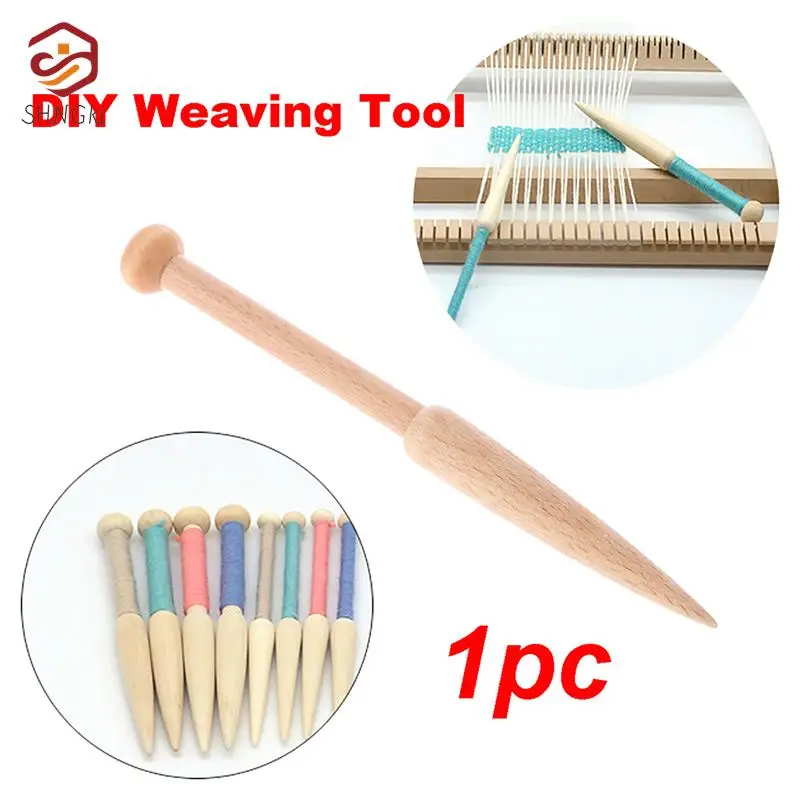 Hot! 1PC DIY Weaving Tool Wood Woven Sweater Scarf Tapestry Bobbin Stick Single Head Solid Crochet Hook DIY Loom Tools