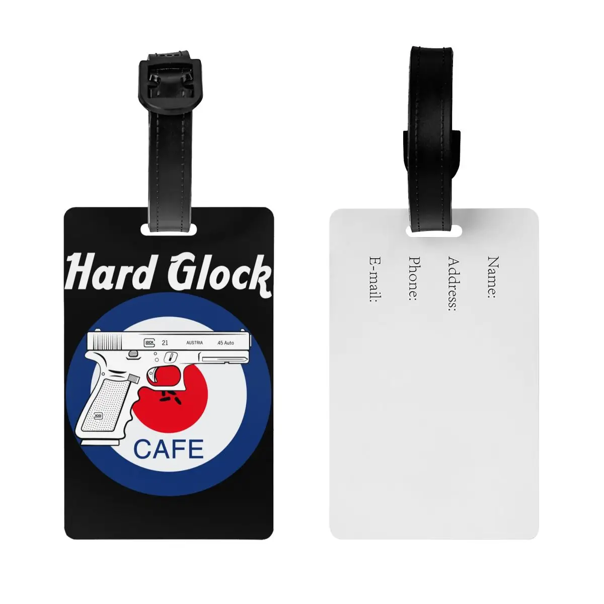 Vintage Hard Glock Cafe Luggage Tag Custom USA Handgun Pistol Logo Baggage Tags Privacy Cover ID Label