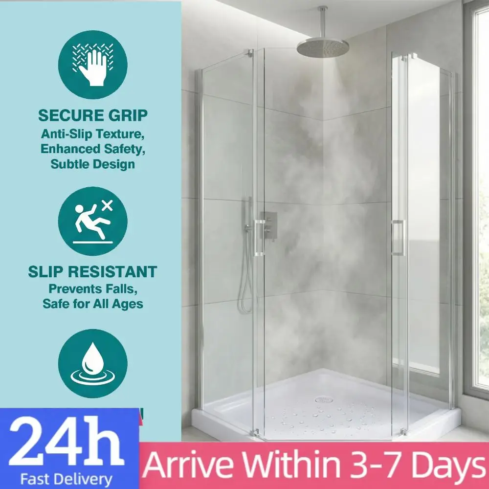 

37 In. L X 37 In. W Center Drain Single Threshold Shower Base in White Non-Slip Textured Surface for RV Camper Travel Trailers