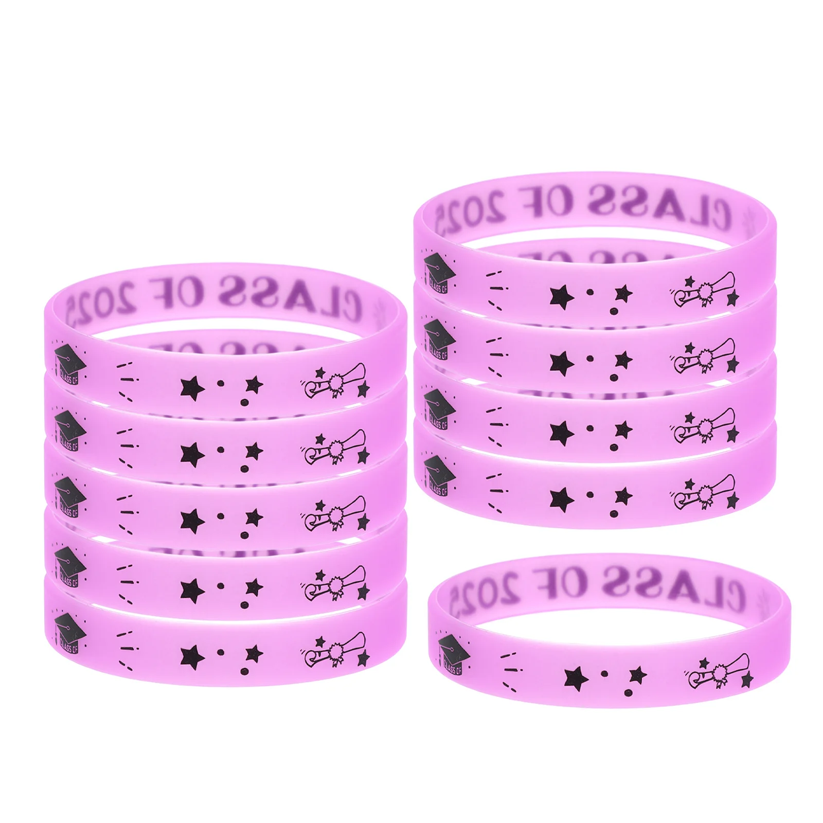 

10Pcs Class of 2025 Glow in The Dark Graduation Wristbands Silicone Bracelets for Party Favor Event Celebrations