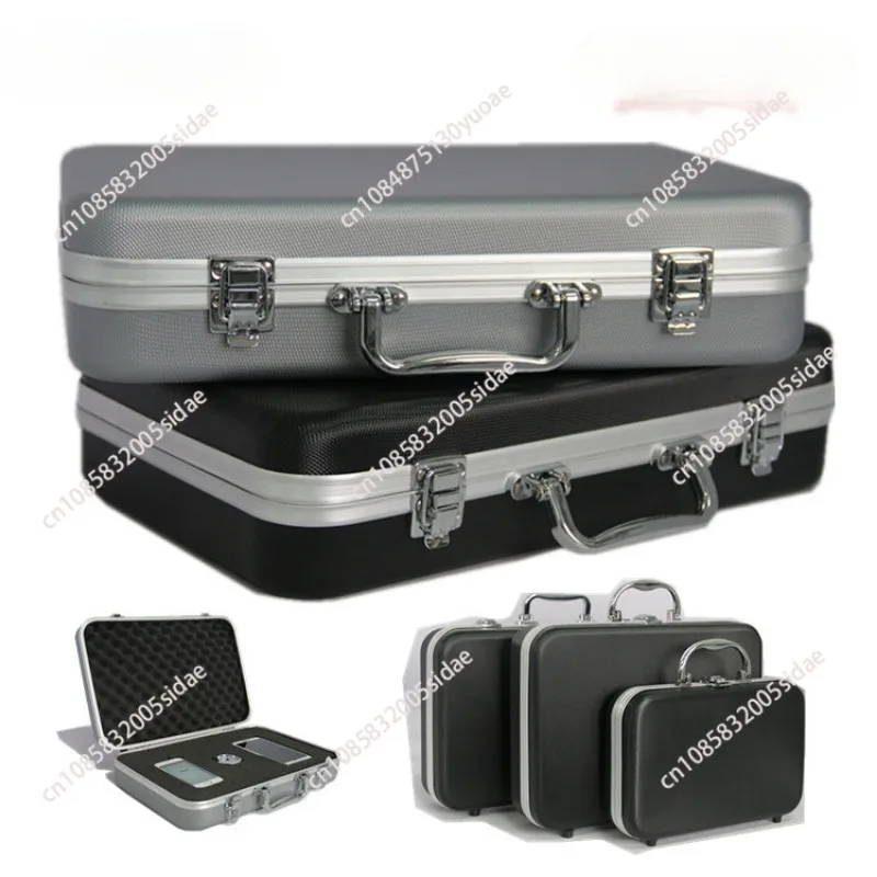 Portable Toolbox Plastic Aluminum Alloy Suitcase Impact Resistant Storage Box Safety Instrument Case with Sponge Lining