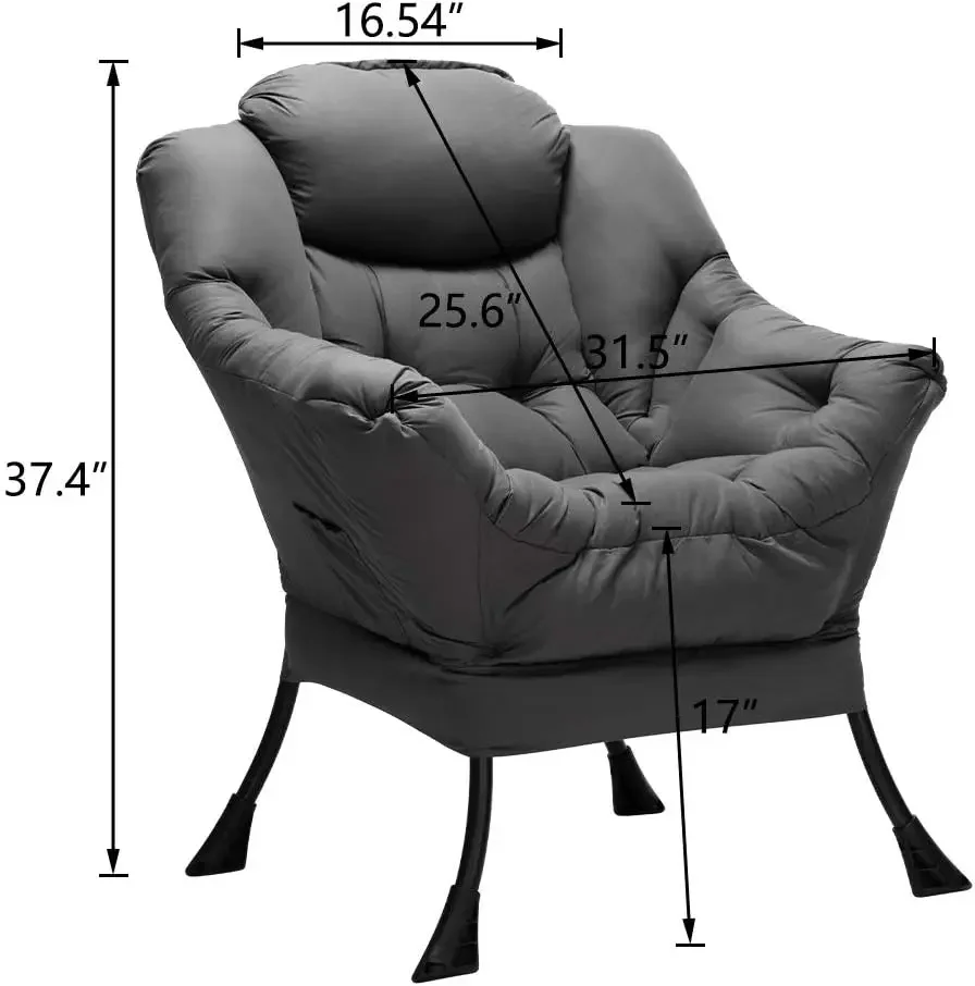 HollyHOME Fabric Large Lazy Chair, Accent Reading Chair, Cozy Lounge Chair with Armrest, Leisure Sofa Chair for Living Room, Bed