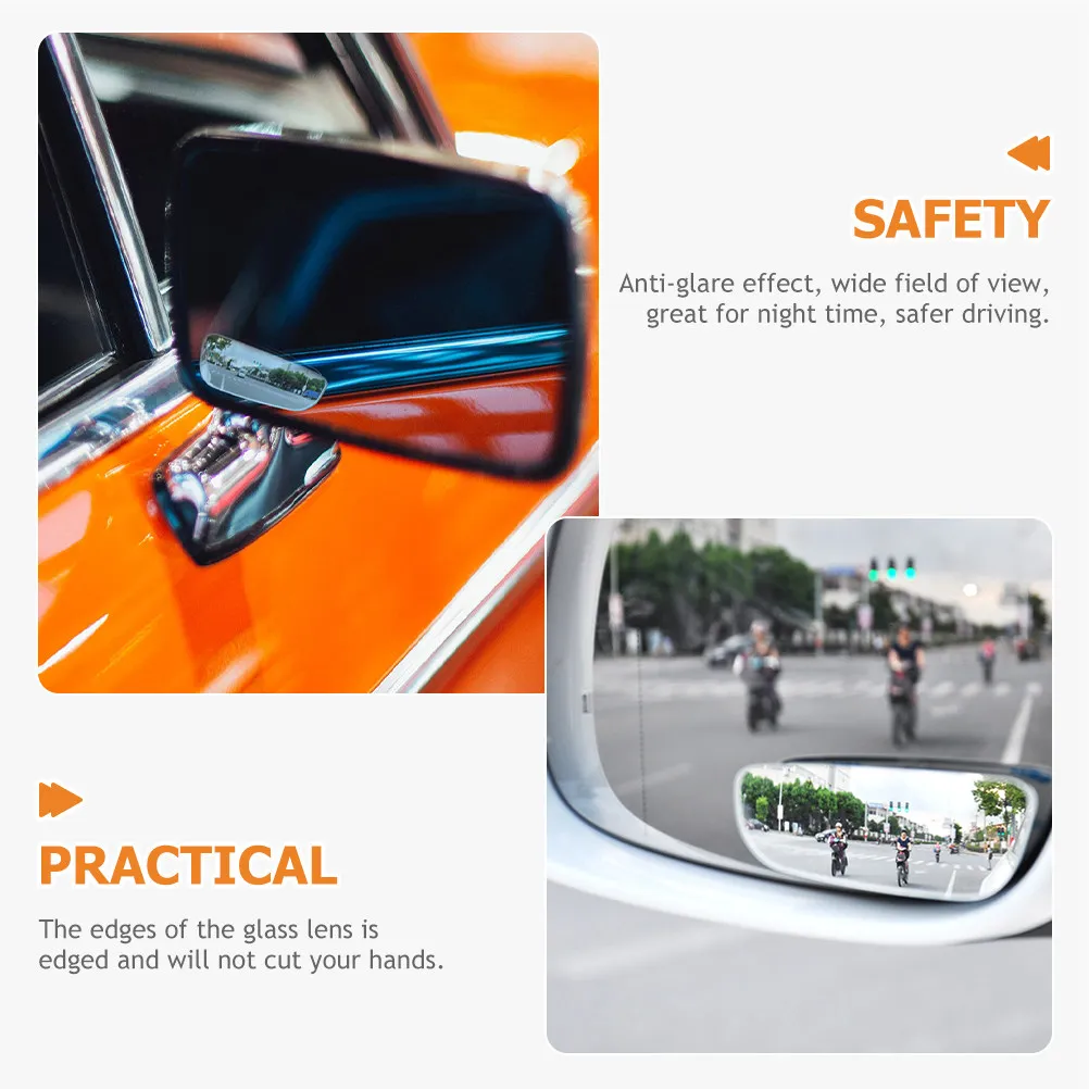 1Pair Blind Spot Mirror Professional Explosion Proof Film 360 Degree Adjustable Rectangular Rear View Car Mirror Automotive