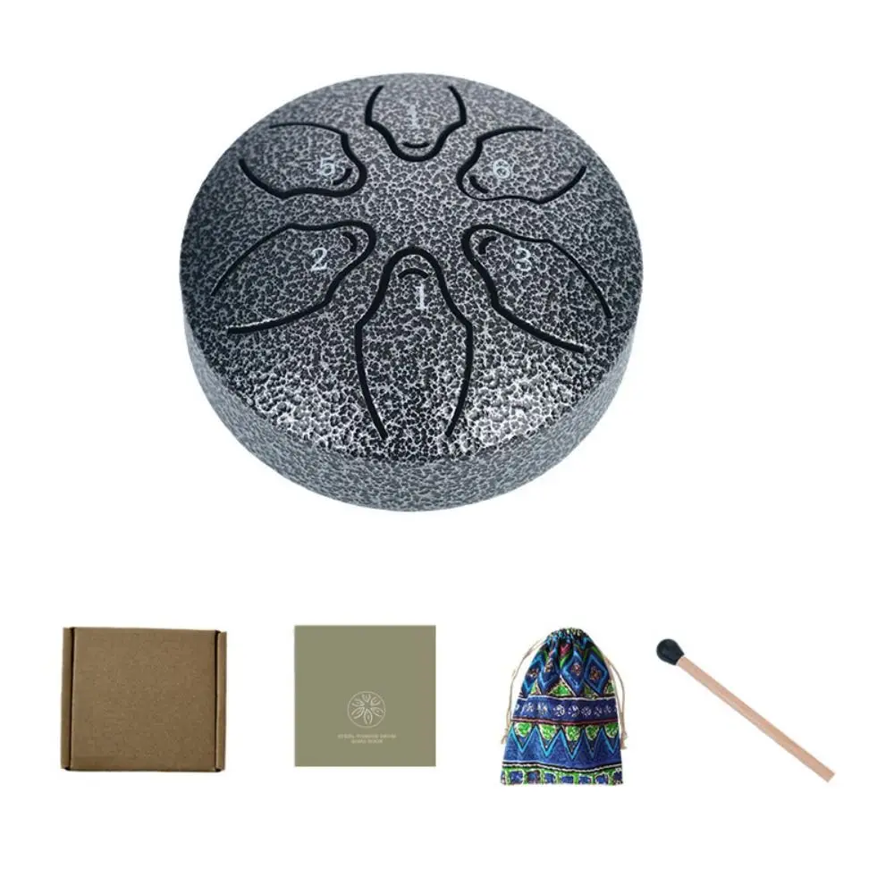 Forgetting Worry Drum 6-Tone Steel Tongue Drum Set 3 Inch Hollow Ethereal Drum Portable Storage Bag Mini Hand Pan Drums Camping