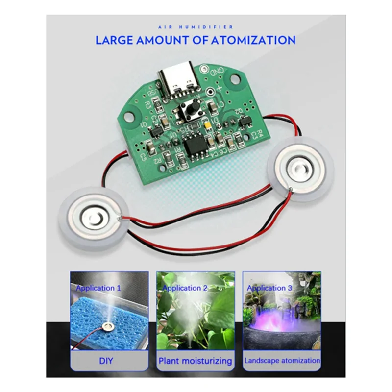 A05G-8Pcs USB 미니 가습기 미스트 드라이버 회로 기판 안개 분무 필름 분무기 시트 DIY 키트