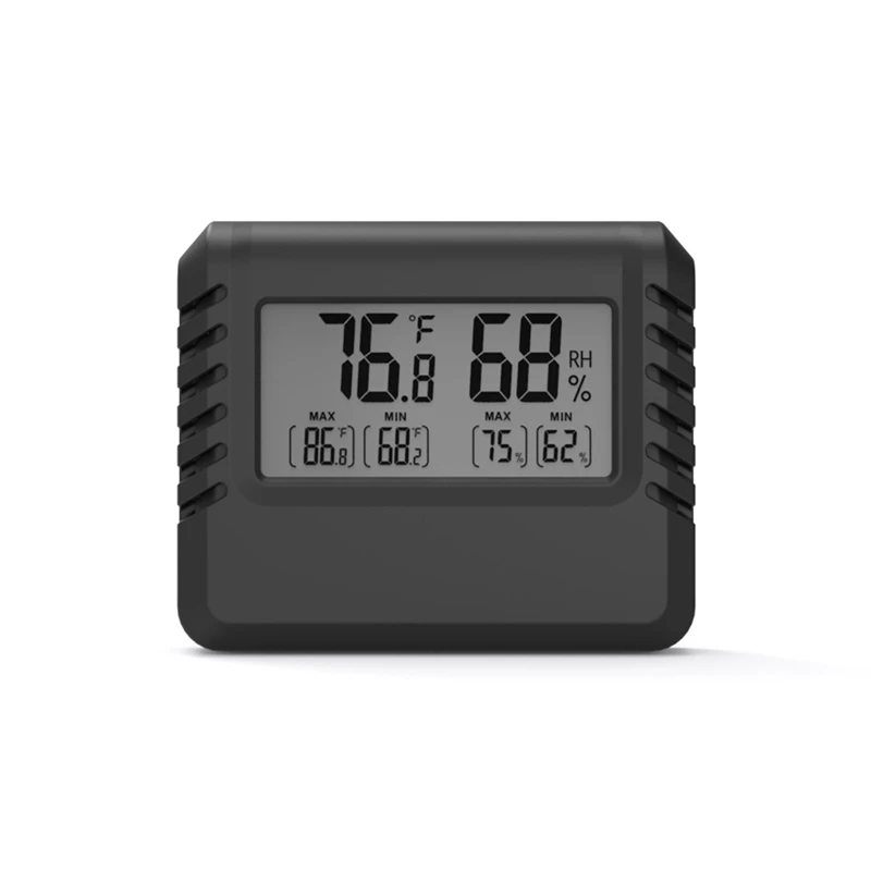 Ultra-Thin Thermometer Hygrometer Digital Display Electronic Temperature And Humidity Meter With Bracket Black
