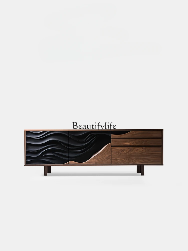 

Italian minimalist all-solid wood TV cabinet high-end household small apartment living room TV cabinet