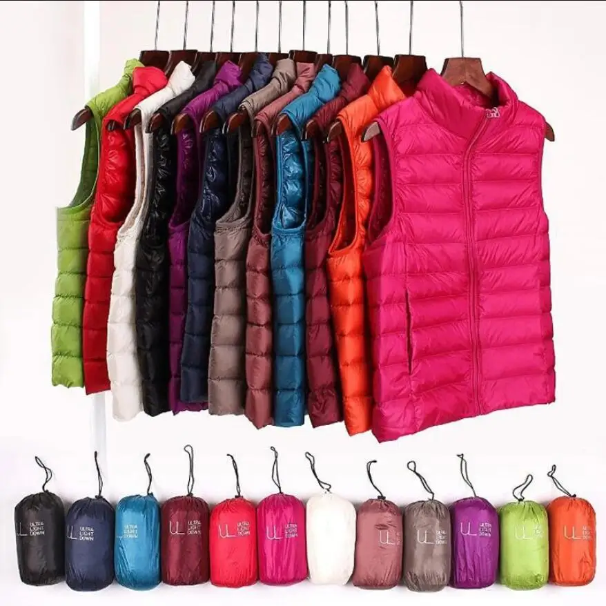 2026 White Duck Down Jacket Women Vest Autumn Winter Sleeveless Waistcoat Warm Lightweight Puffer Jacket Female Tops Outwear