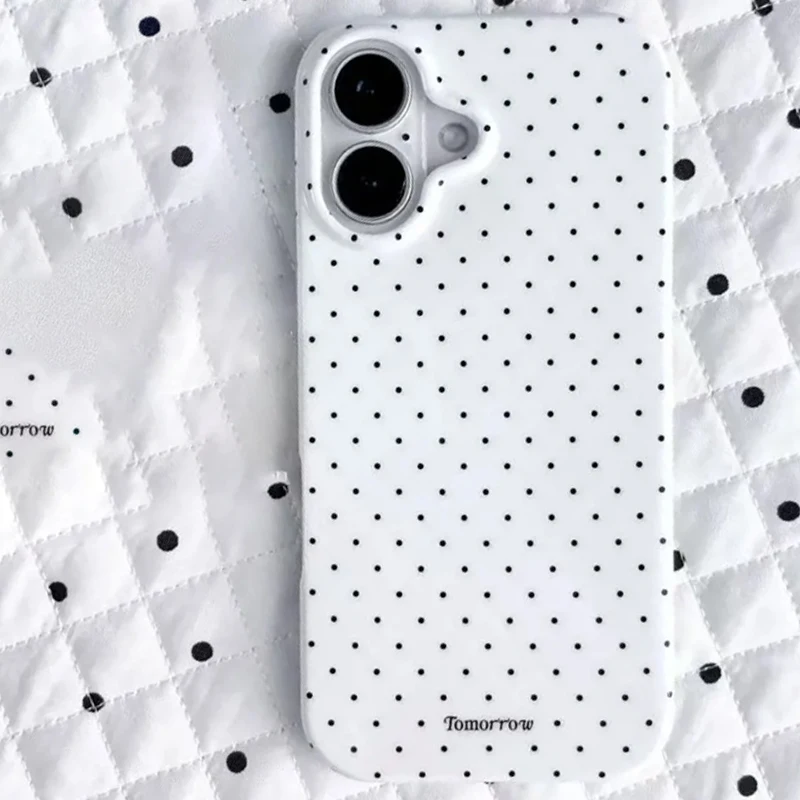 Ins White And Black Polka Dots Minimalist Jelly Phone Case For iPhone 18 17 16 15 14 13 12 11 Pro Max XR XS 7 8 PLUS 17air Cover view 5