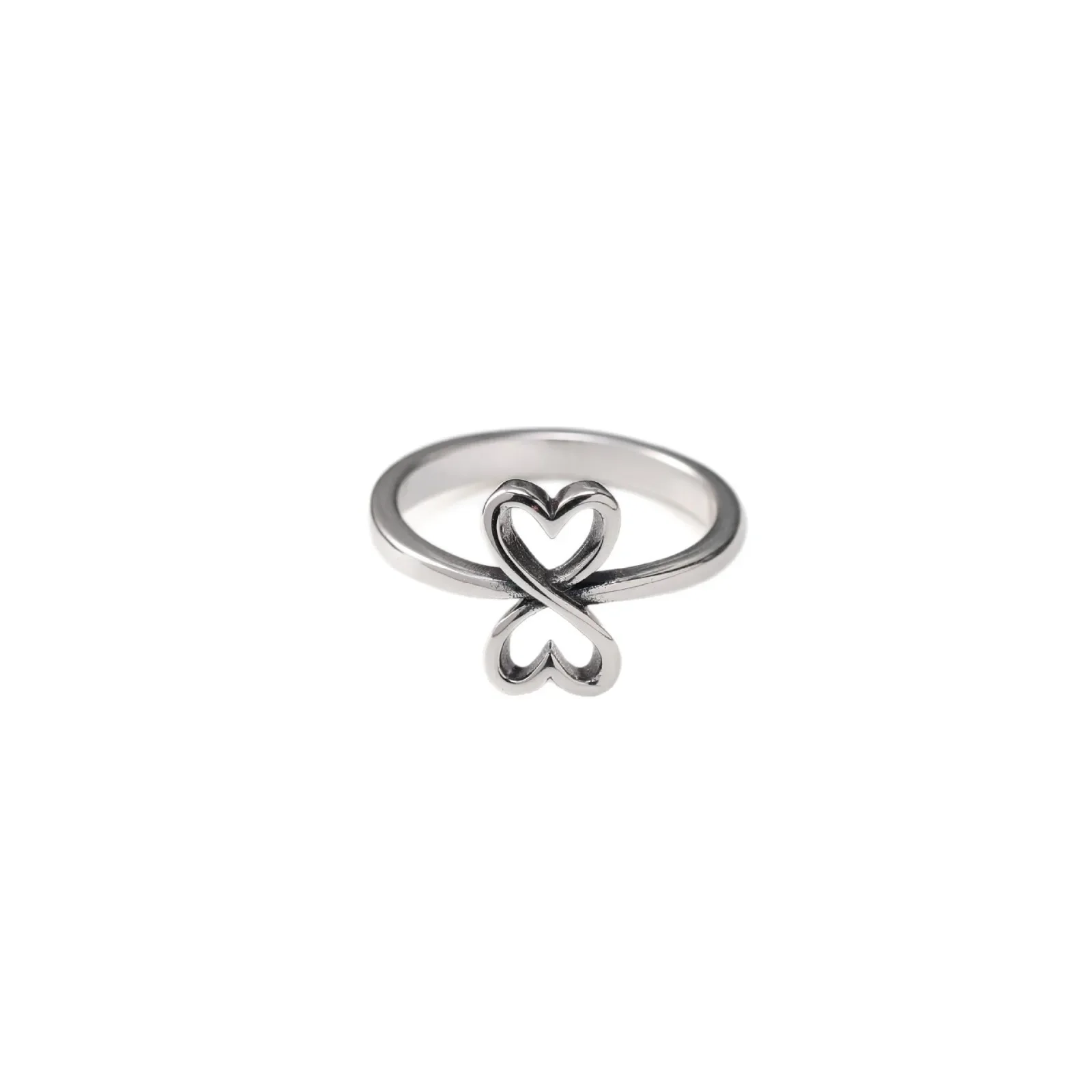 2027 Style S925 Sterling Silver Stackable Infinity Double Heart Ring, Intertwined Open Hearts Infinity Design, Mirror Polished Silver, Simple Romantic Aesthetic, Everyday Wear Jewelry, Wonderful Gift for Lovers 5