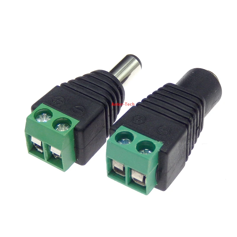 1PCS 2.1mm x 5.5mm Female DC power plug Female plug jack adapter connector Male plug socket Green 2.5mm x 5.5mm