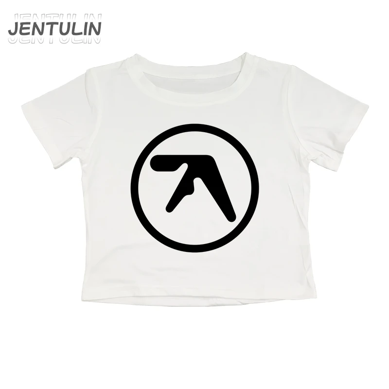 Punk Aphex Twin Print T-Shirt Oversize Hip Hop Women Streetwear Harajuku Crop Top Baby Tee Goth Summer Grunge Gothic Clothes Y2k