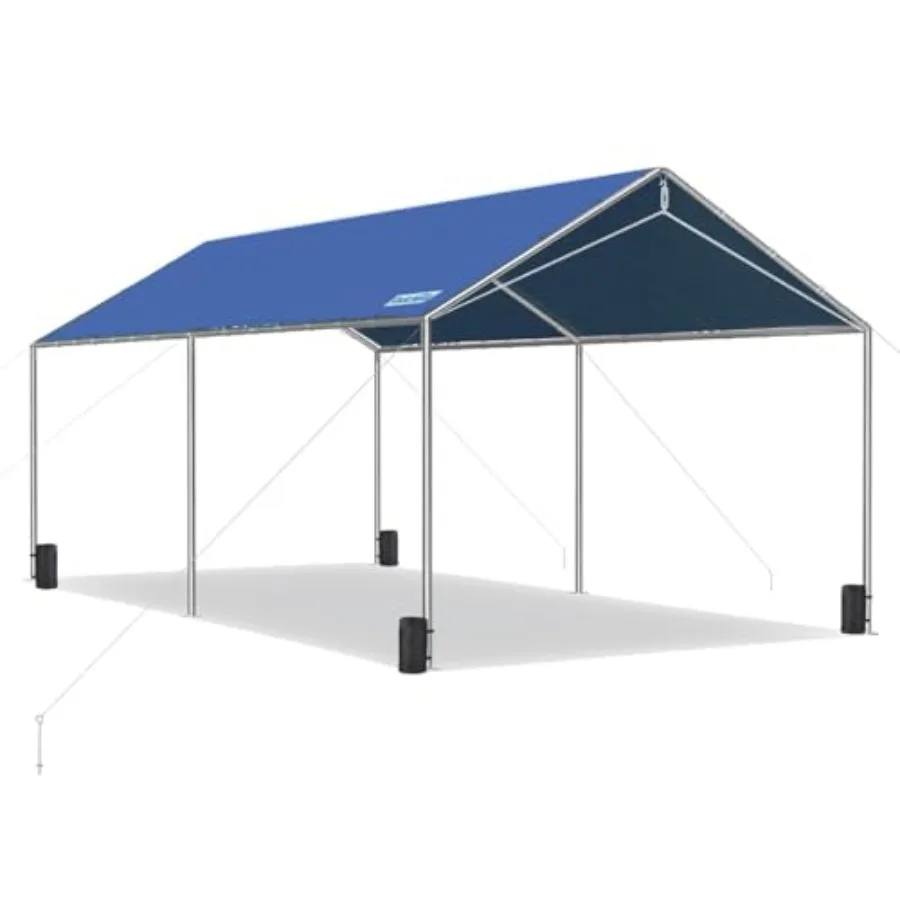 

10x20 ft Heavy Duty Car Canopy with Galvanized Frame for Outdoor Protection: Durable Carport Party Tent and Boat Shelter Featur