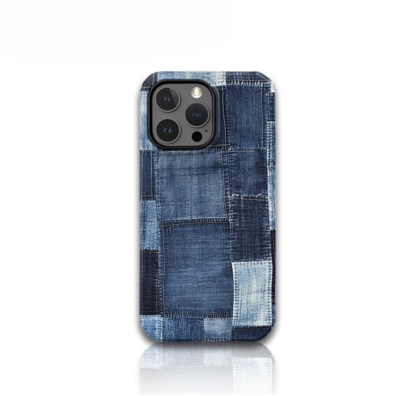 

Blue denim splicing two-in-one phone case suitable for iPhone 16 15 14 13 Pro/ Max/Plus shock-proof rear cover anti-fingerprint