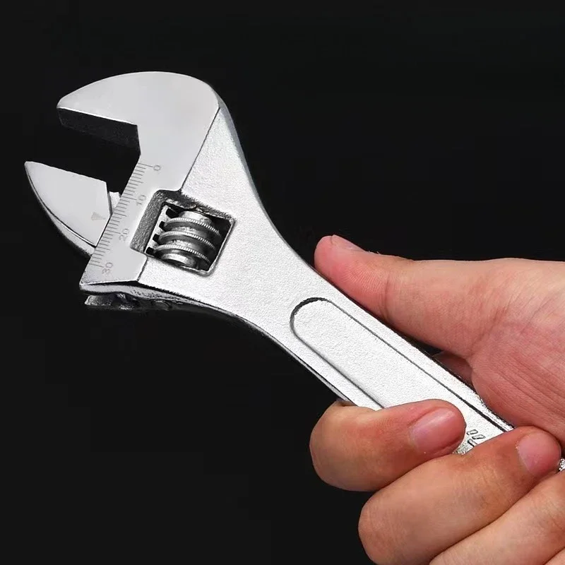 6/8/10/12inch Adjustable Wrench Large Opening Long Handle Universal Spanner CR-V Steel Hand Repair Tool for Mechanical Workshop