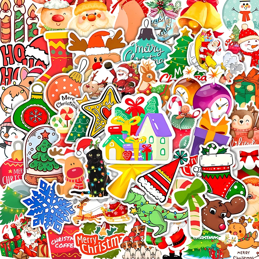 

10/30/50pcs Funny Merry Christmas Cartoon Stickers Aesthetic DIY Suitcase Scrapbook Laptop Cute Waterproof Stickers Classic Toys