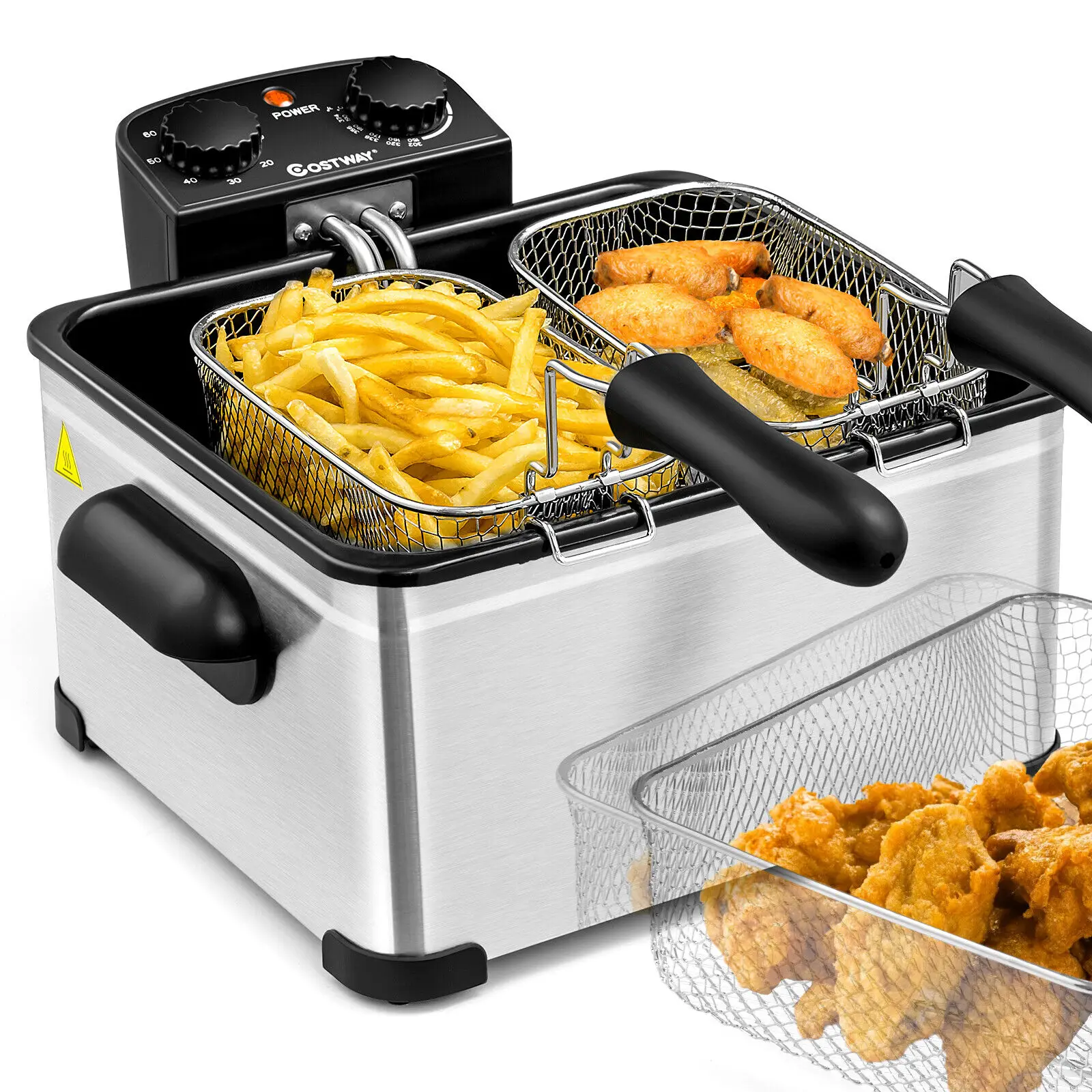 

Electric 1700W Deep Fryer 5.3QT/21-Cup Stainless Steel w/ Triple Basket United States