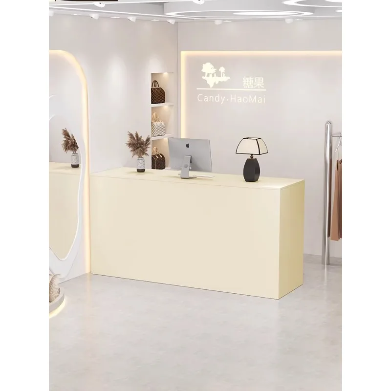 Cream wind solid wood multi-layer Nakajima bar cake shop front desk reception desk clothing store small checkout page counter ta