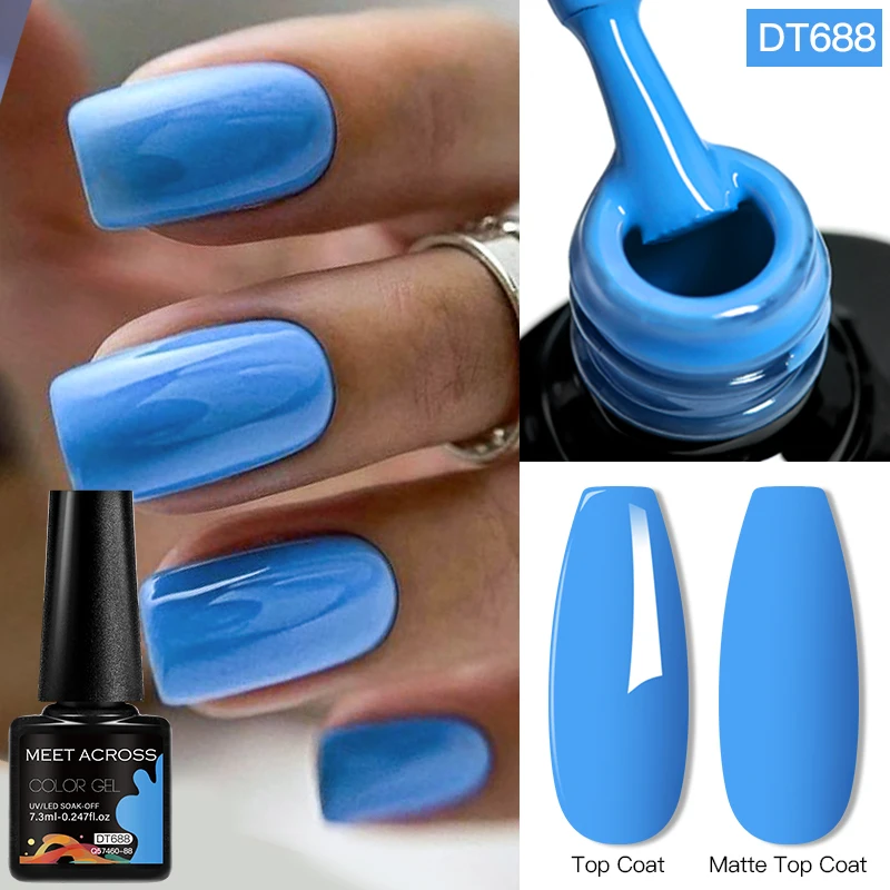 MEET ACROSS 7.3ml Blue Pink Nail Gel Polish Semi Permanent All For Decoration Nail Art Painting Gel Varnish DIY Nail Supplies