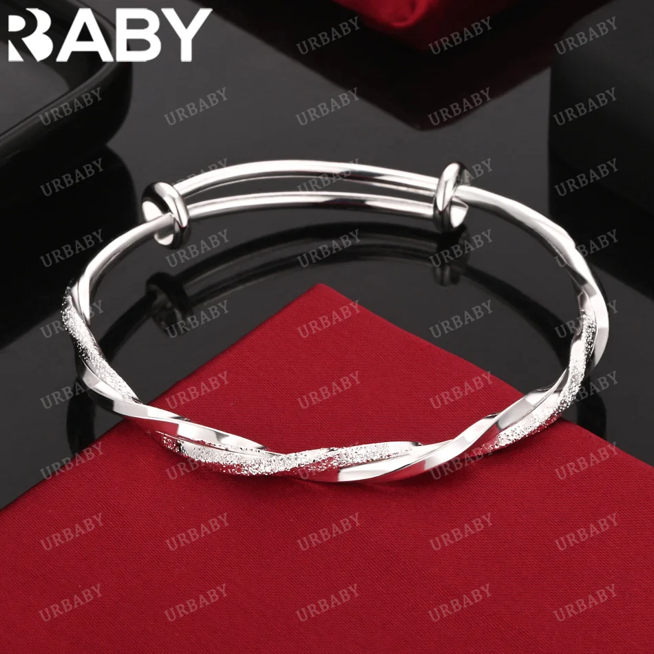 

URBABY 925 Sterling Silver Bangle Rotation Intersection Bracelet For Women Jewelry Fashion Party And Daily Wear