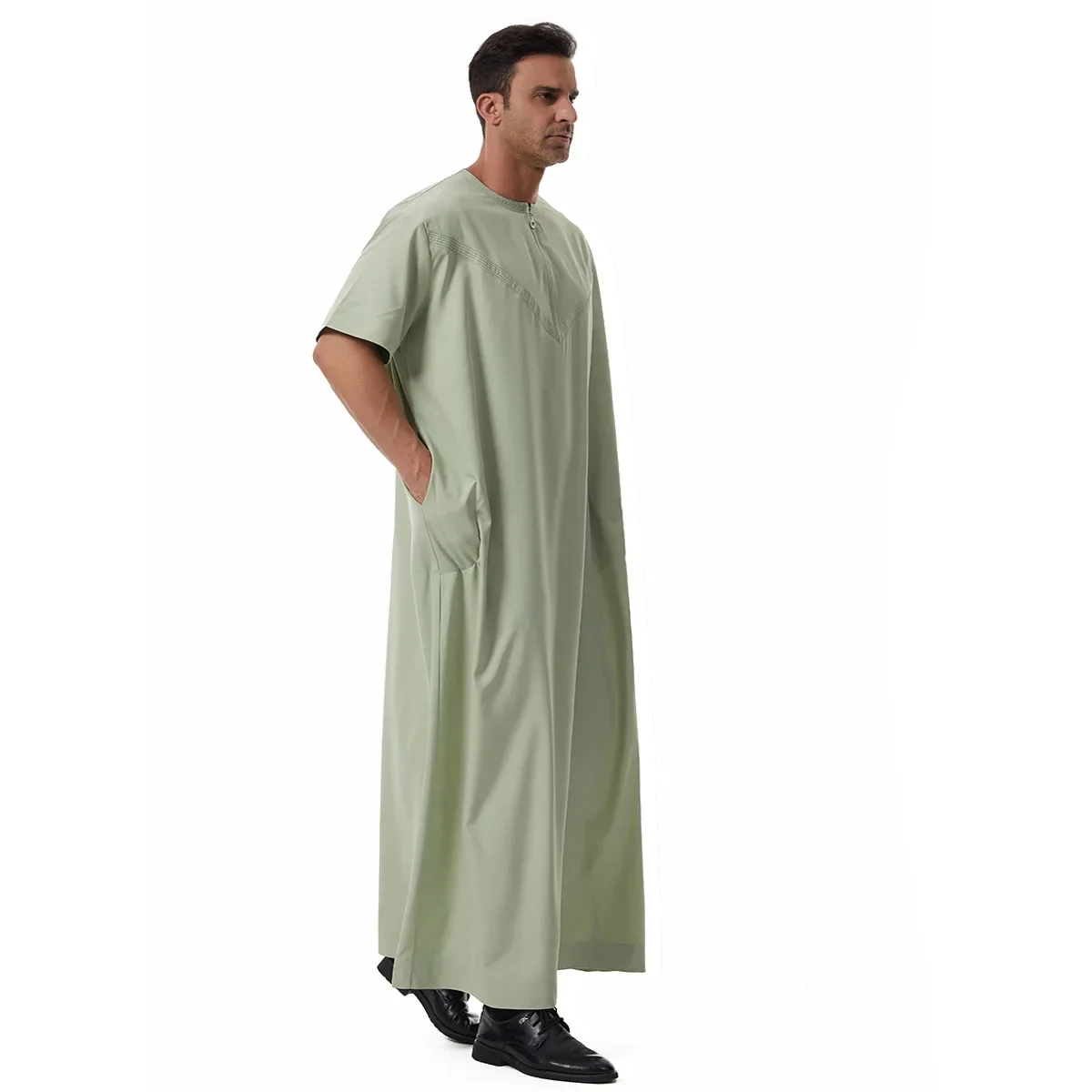 Thobe Dishdasha hombres Thawb Thoub manga corta ropa islámica musulmana Abaya Daffah bata vestido saudita Daffah árabe Jubba nuevo