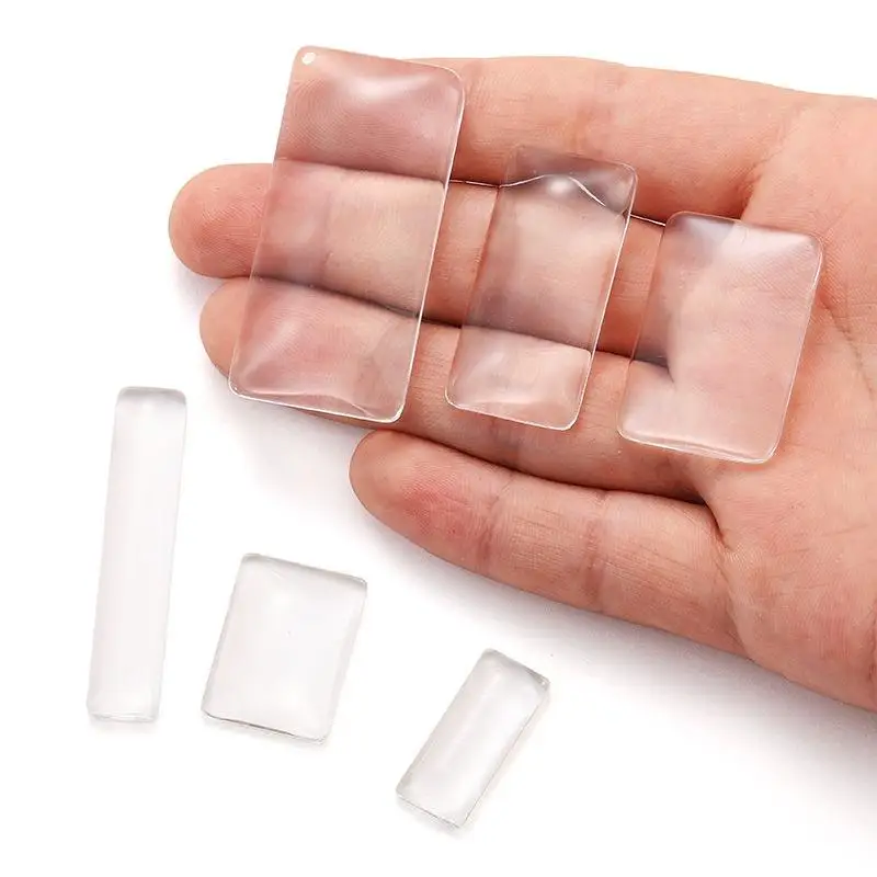 20 Stück transparente, flache, rechteckige Cabochon-Glassteine für Handyhüllen, zum Selbergestalten, 10 x 25 mm, 10 x 30 mm, 19 x 38 mm. – Detail 2