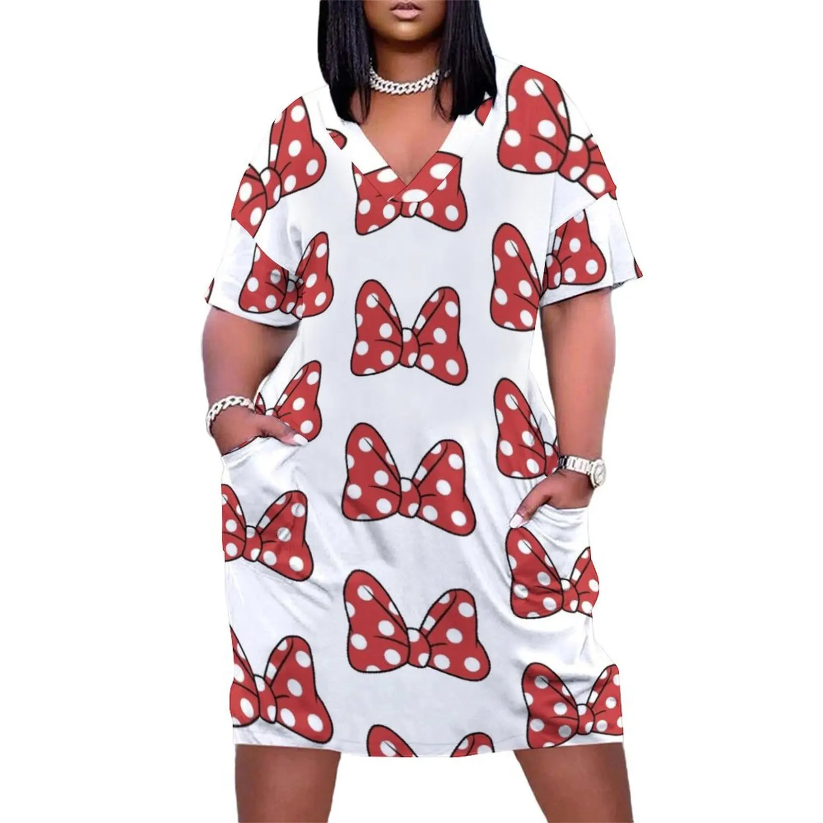 

Polka Dot Mouse Bow Loose Pocket Dress fairy dress women party dresses women's elegant loose dresses