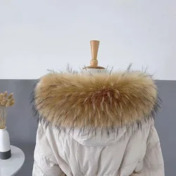 Winter Faux Fur Collars for Women Warm Raccoon Fur Scarf Hood Fur Shawl Decor Multicolor Fake Fur Scarf Plush Coat Fluffy Collar