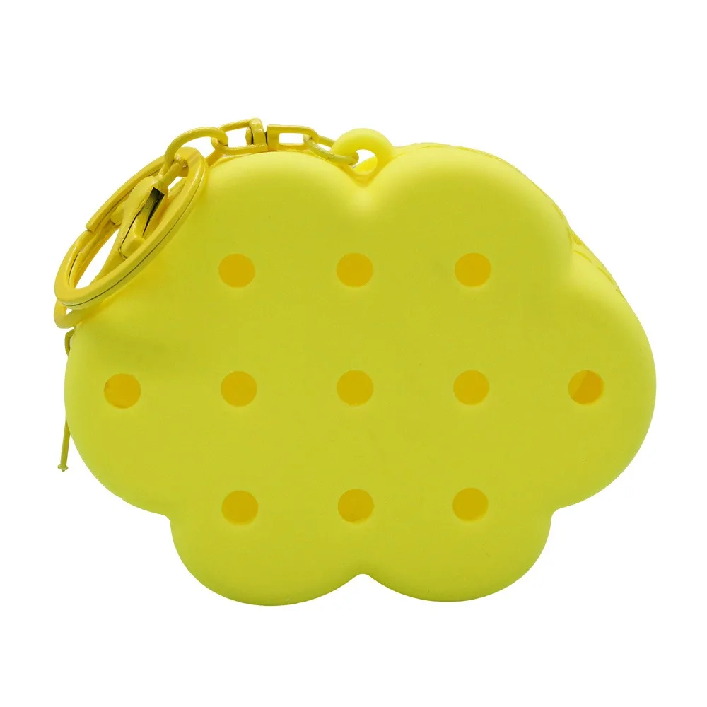 Organizer Bag Cloud Flower Silicone Wallet Soft Silicone Mini Size Coin Purse Cute Holes Zipper Closure Storage Bag Women Use