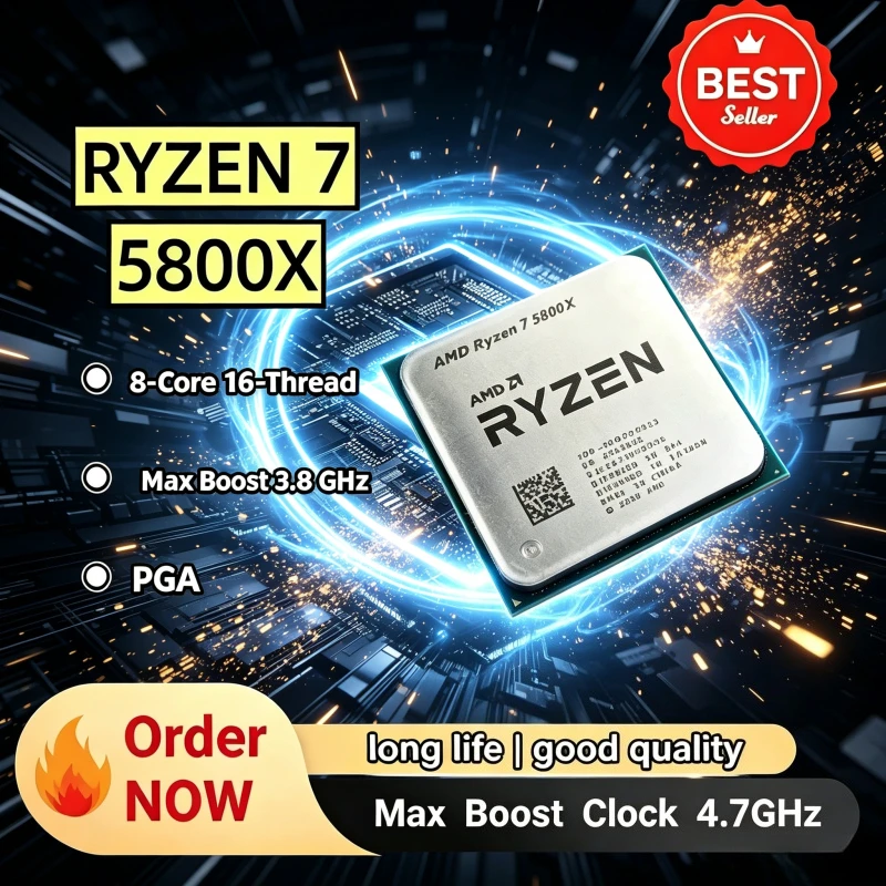 Processador AMD Ryzen 7 5800X: 8 Núcleos, 4.7GHz, Socket AM4